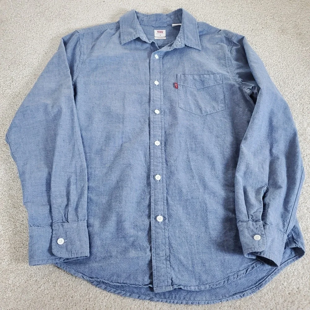 Levi's Men's Button Up Shirt Size M Blue Long Sleeve